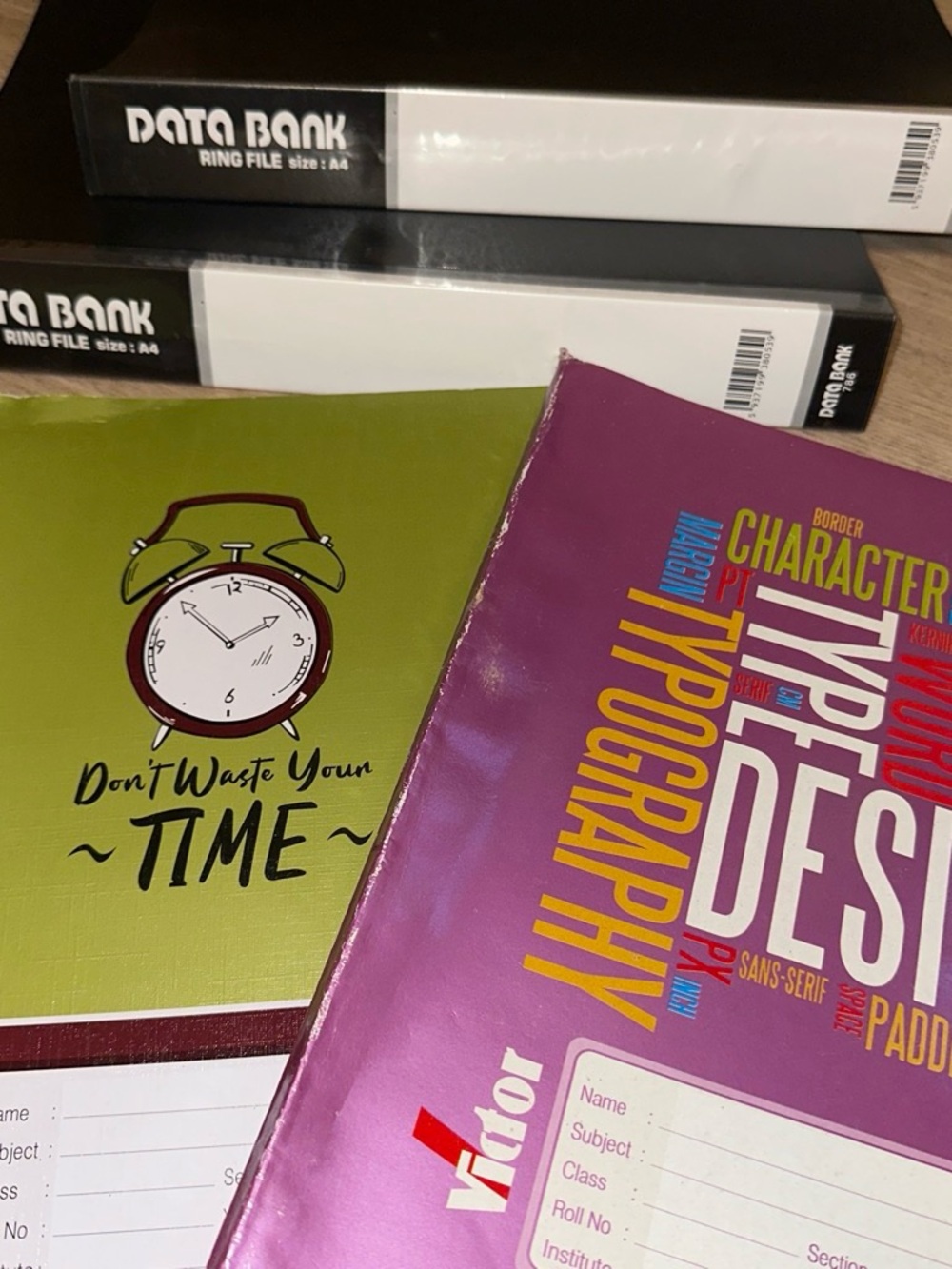 Pink and Green Typography Notebook and Ring Binders - Bundle